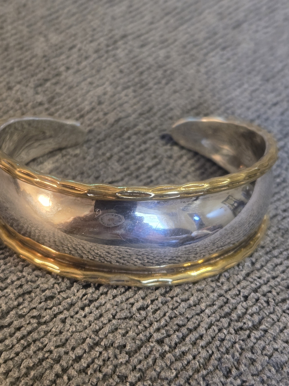 Taxco Sterling Silver and Brass Cuff Bracelet